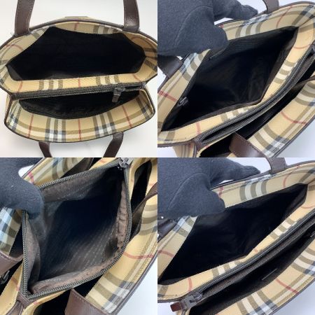  BURBERRY バーバリー PVC チェック柄 ベージュ ハンドバッグ