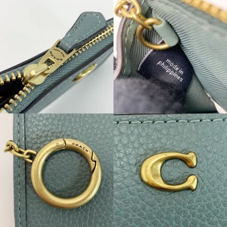  COACH コーチ ミニ スキニー ID ケース CR550 グレー キーリング付き
