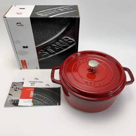 STAUB ストウブ ピコ ココット 24cm ラウンドチェリー キッチン用品 調理器具 レッド ホーロー鍋