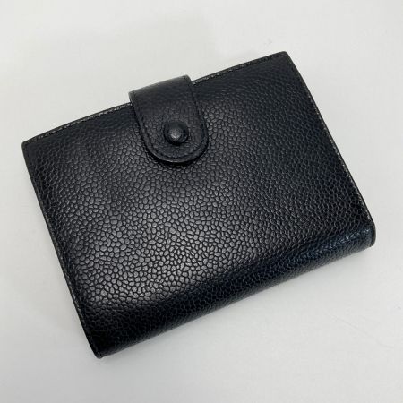  CHANEL シャネル ココマーク がま口 2つ折り財布 A13497 ブラック キャビアスキン ギャランティ有