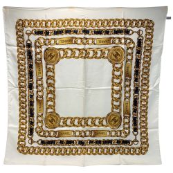 ☆☆ CHANEL シャネル ベージュ チェーン ベージュ シルクスカーフ Bランク