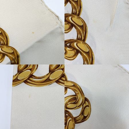  CHANEL シャネル ベージュ チェーン ベージュ シルクスカーフ