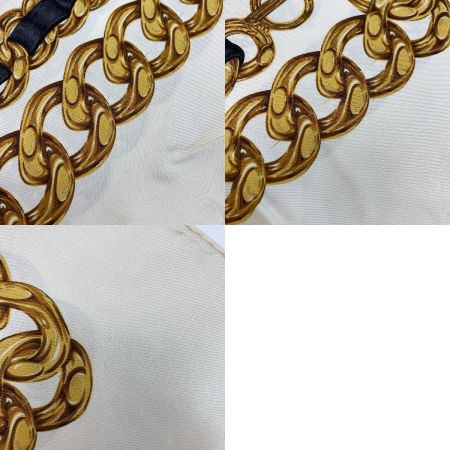  CHANEL シャネル ベージュ チェーン ベージュ シルクスカーフ