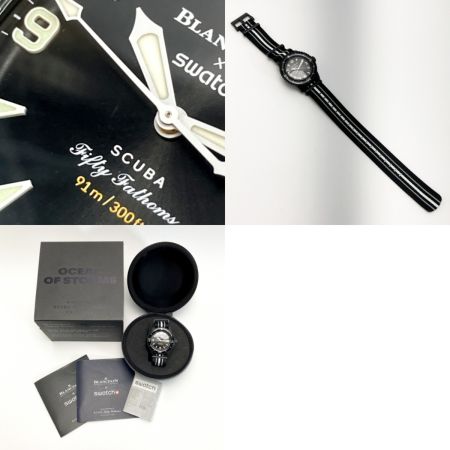 BLANCPAIN×swatch フィフティファゾムス オーシャンオブストーム SO35B400 ブラック 自動巻き メンズ 腕時計 箱有