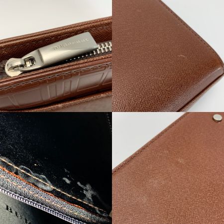 BURBERRY バーバリー レザー  ブラウン クラッチバッグ メンズ