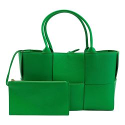 ☆☆ BOTTEGA VENETA ボッテガヴェネタ ザアルコ ミディアム マキシ イントレチャート ラムレザー 609175 パラキート トートバッグ レディース 袋有 Bランク