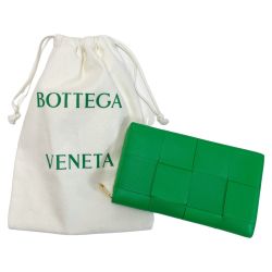 ☆☆ BOTTEGA VENETA ボッテガヴェネタ マキシイントレチャート ラムレザー パラキート ラウンドファスナー財布 レディース Bランク