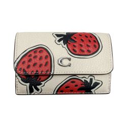 ☆☆ COACH コーチ ストロベリー 苺  プリント エッセンシャル ミニ トライフォールド CU473 3つ折り財布 レディース  Bランク