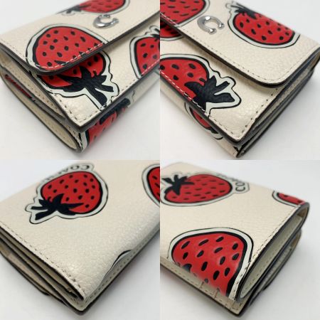  COACH コーチ ストロベリー 苺  プリント エッセンシャル ミニ トライフォールド CU473 3つ折り財布 レディース 