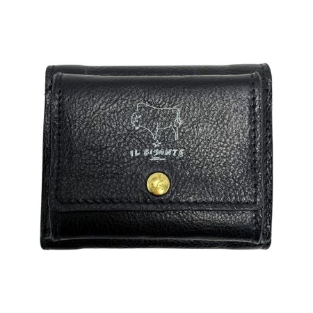  IL BISONTE イルビゾンテ ホワイトロゴ  ブラック レザー 3つ折り財布
