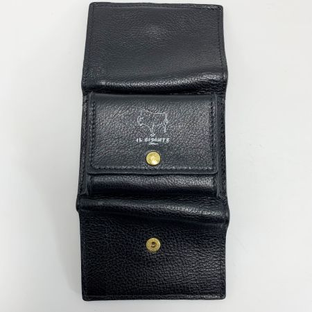  IL BISONTE イルビゾンテ ホワイトロゴ  ブラック レザー 3つ折り財布