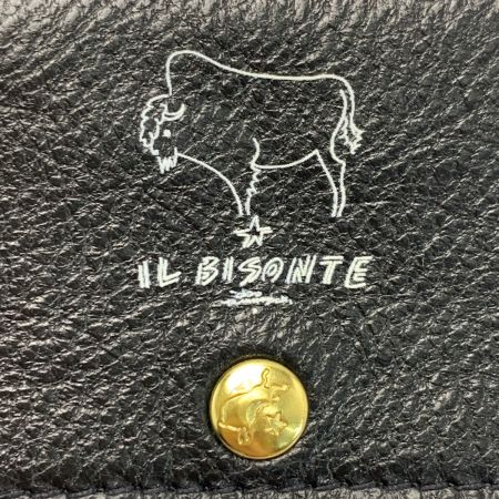  IL BISONTE イルビゾンテ ホワイトロゴ  ブラック レザー 3つ折り財布