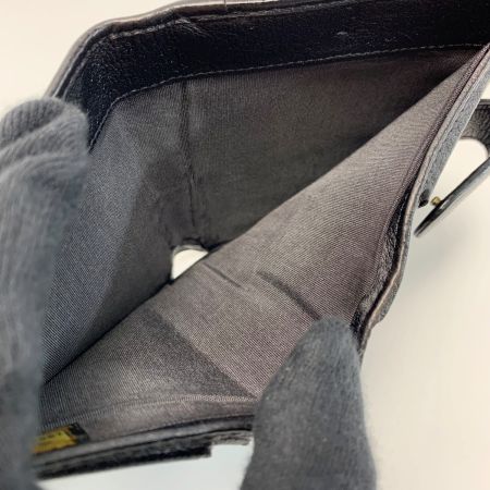  CHANEL シャネル レザー カメリア 09EK411 ブラック 2つ折り財布 レディース