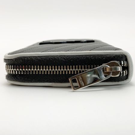  Yves Saint Laurent イブサンローラン レザー YSLロゴ 358094 グレー ラウンドファスナー財布 レディース