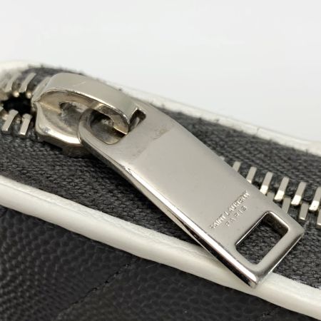  Yves Saint Laurent イブサンローラン レザー YSLロゴ 358094 グレー ラウンドファスナー財布 レディース