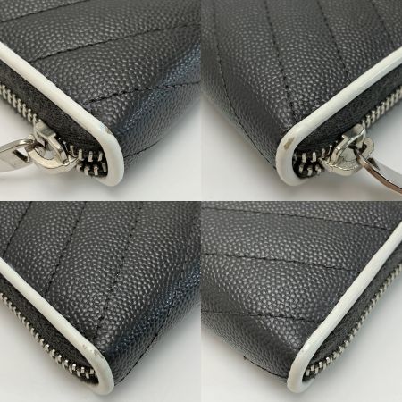  Yves Saint Laurent イブサンローラン レザー YSLロゴ 358094 グレー ラウンドファスナー財布 レディース