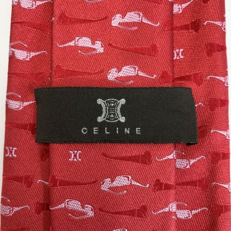  CELINE セリーヌ サングラス柄 ネクタイ  ピンク シルク100%