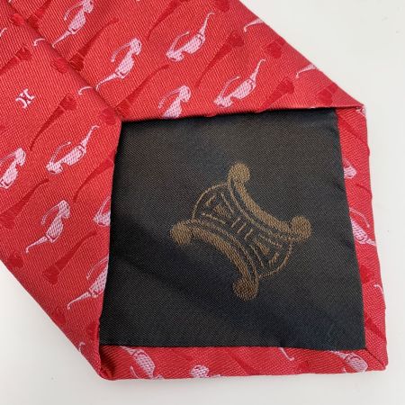  CELINE セリーヌ サングラス柄 ネクタイ  ピンク シルク100%