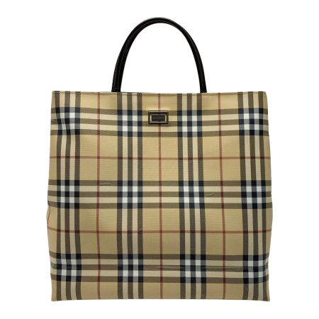  BURBERRY バーバリー  PVC レザー ノバチェック チェック柄 ベージュ トートバッグ