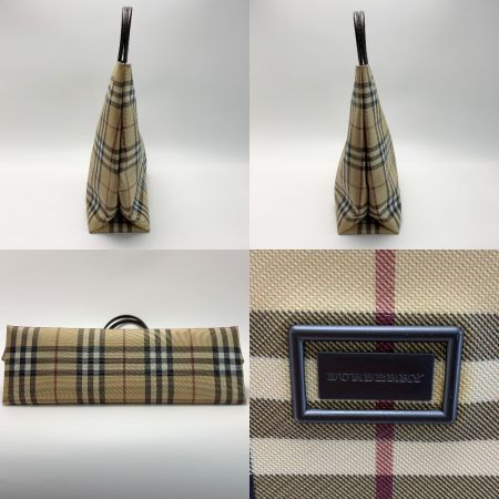 BURBERRY バーバリー  PVC レザー ノバチェック チェック柄 ベージュ トートバッグ