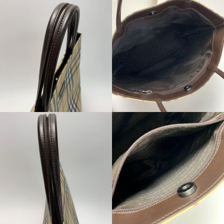  BURBERRY バーバリー  PVC レザー ノバチェック チェック柄 ベージュ トートバッグ