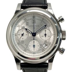 ☆☆ LONGINES ロンジン ヘリテージ 1951 デイト クロノグラフ L2.745.4.73.2 シルバー 自動巻き メンズ 腕時計 箱有 Bランク