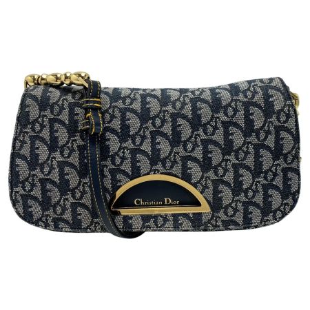  Christian Dior クリスチャンディオール トロッター マリスパール キャンバス×レザー PZ1001 ネイビー ショルダーバッグ