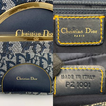  Christian Dior クリスチャンディオール トロッター マリスパール キャンバス×レザー PZ1001 ネイビー ショルダーバッグ