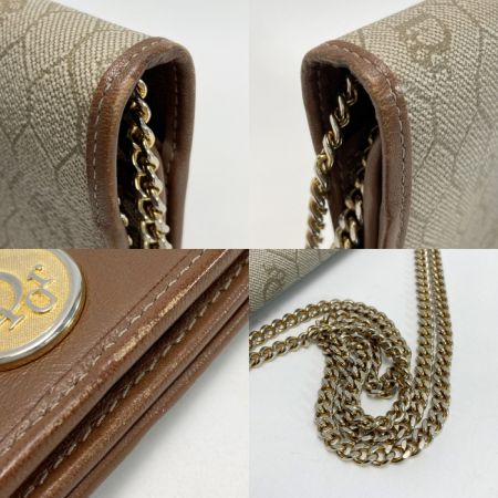  Christian Dior クリスチャンディオール ハニカム柄 チェーン ショルダーバッグ ベージュ クラッチバッグ PVC×レザー