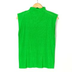 ISSEY MIYAKE イッセイミヤケ PLEATS PLEASE ノースリーブカットソー PP21-FK323 グリーン サイズ 3 レディース Bランク