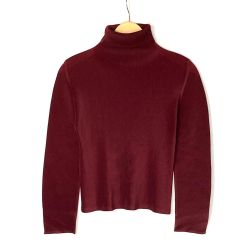 ☆☆ ISSEY MIYAKE イッセイミヤケ PLEATS PLEASE タートルネックカットソー 長袖 PP23-FK366 バーガンディー サイズ 3 レディース Cランク