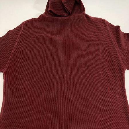  ISSEY MIYAKE イッセイミヤケ PLEATS PLEASE タートルネックカットソー 長袖 PP23-FK366 バーガンディー サイズ 3 レディース