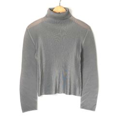 ☆☆ ISSEY MIYAKE イッセイミヤケ PLEATS PLEASE タートルネックカットソー 長袖 PP23-FK366 グレー サイズ 3 レディース Bランク