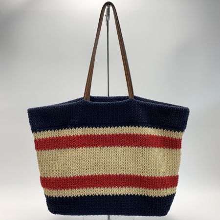  MIU MIU ストライプ  5BG228VOOO ネイビー×レッド かごバッグ トートバッグ レディース