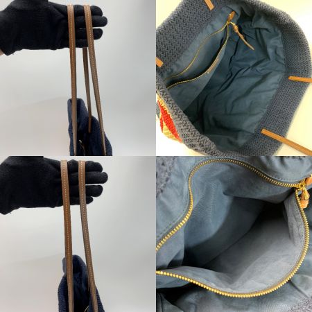  MIU MIU ストライプ  5BG228VOOO ネイビー×レッド かごバッグ トートバッグ レディース