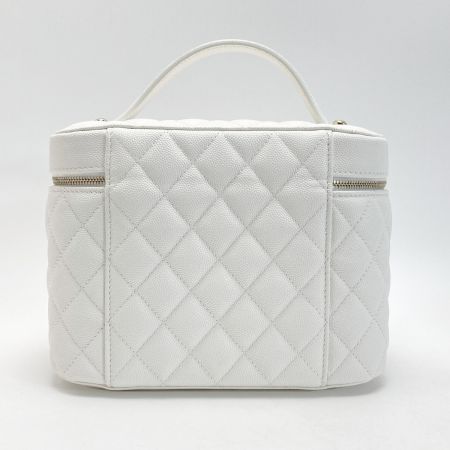  CHANEL シャネル ココマーク マトラッセ バニティバッグ AP2573 ホワイト キャビアスキン ハンドバッグ