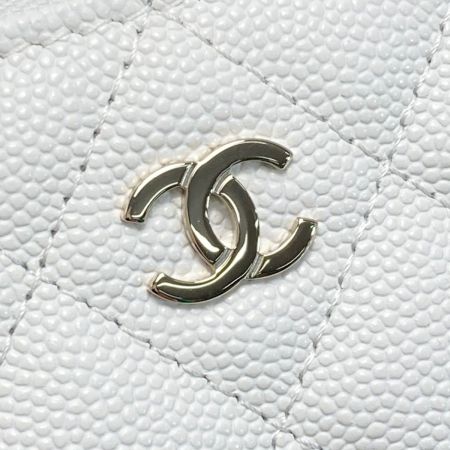  CHANEL シャネル ココマーク マトラッセ バニティバッグ AP2573 ホワイト キャビアスキン ハンドバッグ