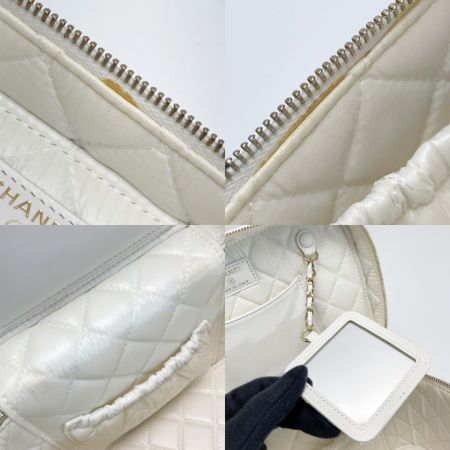  CHANEL シャネル ココマーク マトラッセ バニティバッグ AP2573 ホワイト キャビアスキン ハンドバッグ