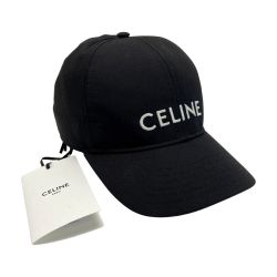 ☆☆ CELINE セリーヌ ロゴ ベースボール キャップ Lサイズ 2AUS9242N ブラック 帽子 Aランク