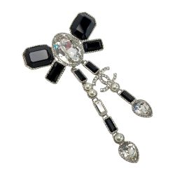 ☆☆ CHANEL シャネル ココマーク リボン ブローチ B23K GP ラインストーン フェイクパール Aランク