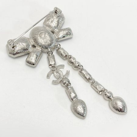  CHANEL シャネル ココマーク リボン ブローチ B23K GP ラインストーン フェイクパール