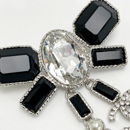  CHANEL シャネル ココマーク リボン ブローチ B23K GP ラインストーン フェイクパール