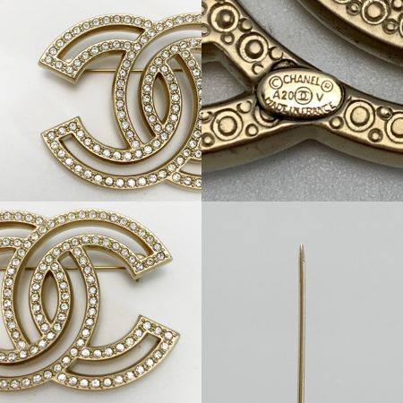  CHANEL シャネル ココマーク ブローチ  A20V ゴールド ラインストーン