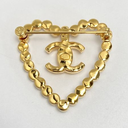  CHANEL シャネル ココマーク ハート ブローチ L23C ゴールド GP ラインストーン