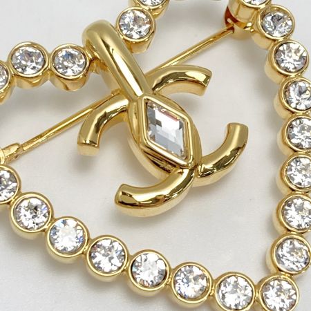  CHANEL シャネル ココマーク ハート ブローチ L23C ゴールド GP ラインストーン