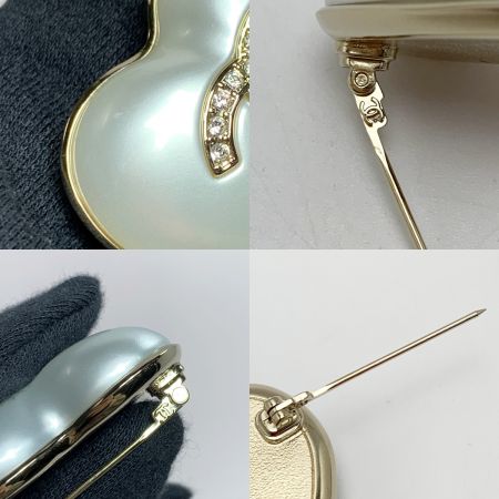  CHANEL シャネル ハート ココマーク ラインストーン A21B ゴールド ブローチ