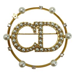 ☆☆ Christian Dior クリスチャンディオール ブローチ CDロゴ ゴールド メッキ Bランク