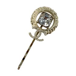 ☆☆ CHANEL シャネル ココマーク ラインストーン ビジュー  I22C ゴールド ヘアピン Bランク