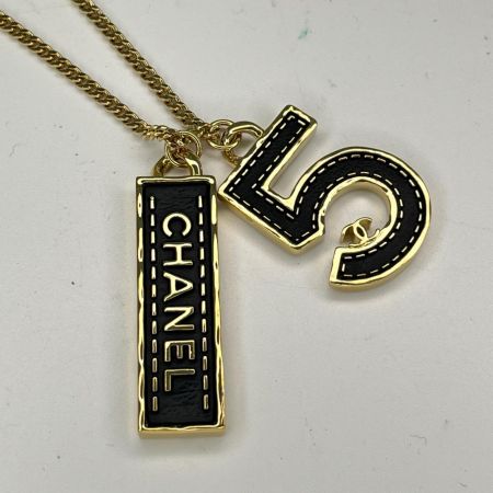 CHANEL シャネル No5 ロゴプレート コスチュームネックレス B23S ネイビー×ゴールド 本体のみ