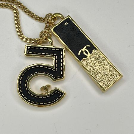 CHANEL シャネル No5 ロゴプレート コスチュームネックレス B23S ネイビー×ゴールド 本体のみ